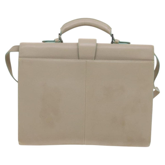 LOEWE Business Bag Leather Beige Auth bs26276