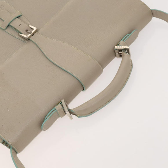 LOEWE Business Bag Leather Beige Auth bs26276