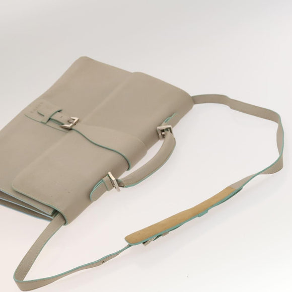 LOEWE Business Bag Leather Beige Auth bs26276