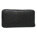 HERMES Azap Long Long Wallet Leather Black Silver Auth bs26278-1