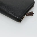 HERMES Azap Long Long Wallet Leather Black Silver Auth bs26278-10