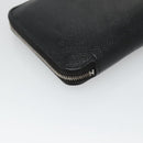 HERMES Azap Long Long Wallet Leather Black Silver Auth bs26278-11