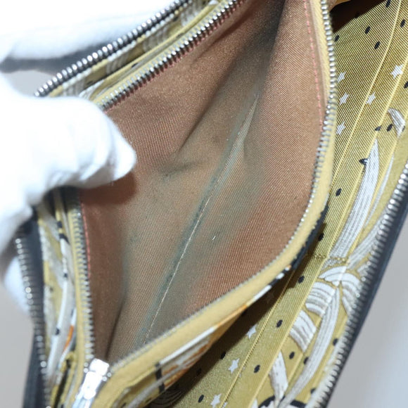 HERMES Azap Long Long Wallet Leather Black Silver Auth bs26278