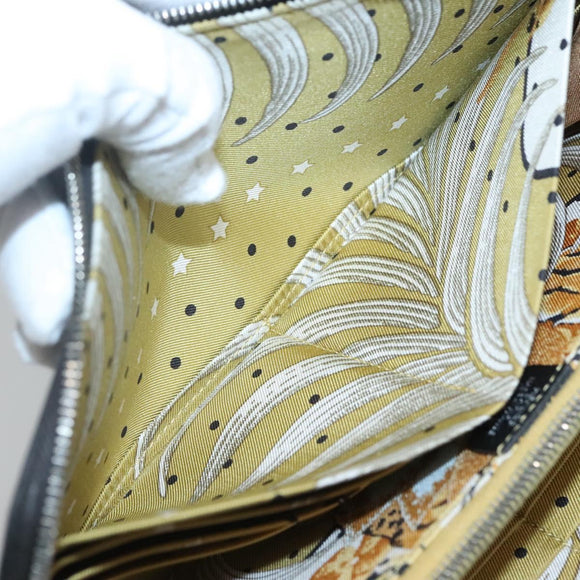 HERMES Azap Long Long Wallet Leather Black Silver Auth bs26278