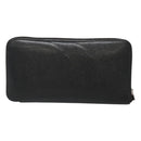 HERMES Azap Long Long Wallet Leather Black Silver Auth bs26278-2