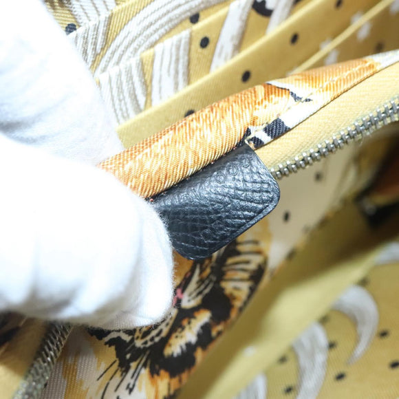 HERMES Azap Long Long Wallet Leather Black Silver Auth bs26278