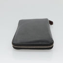 HERMES Azap Long Long Wallet Leather Black Silver Auth bs26278-5