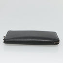 HERMES Azap Long Long Wallet Leather Black Silver Auth bs26278-7