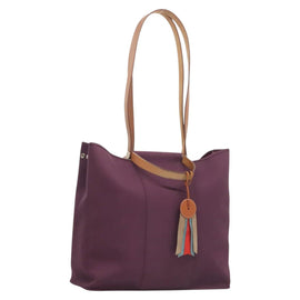 HERMES Cabak GM Tote Bag Canvas Purple Silver Auth bs26280