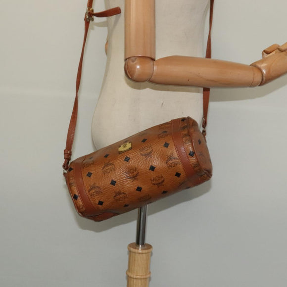MCM Logogram Vicetos Shoulder Bag PVC Leather Brown Gold Auth bs26282