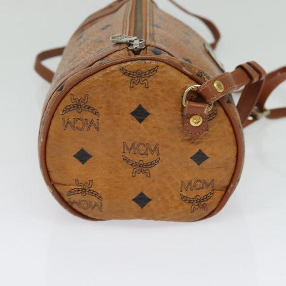 MCM Logogram Vicetos Shoulder Bag PVC Leather Brown Gold Auth bs26282