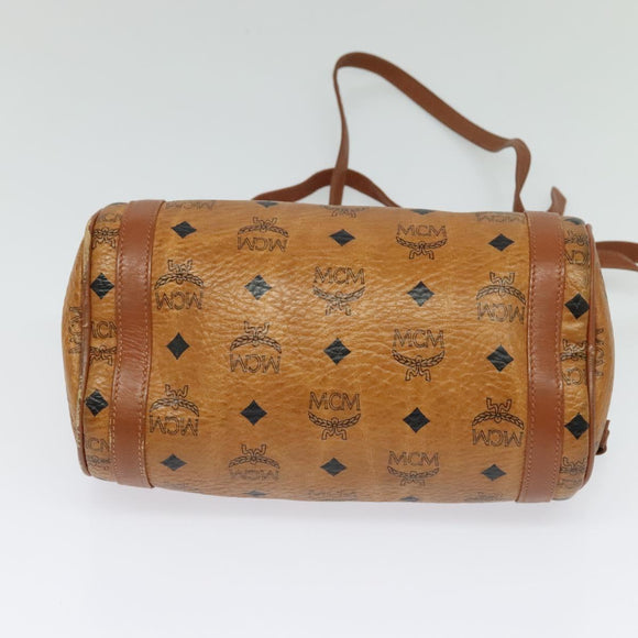 MCM Logogram Vicetos Shoulder Bag PVC Leather Brown Gold Auth bs26282