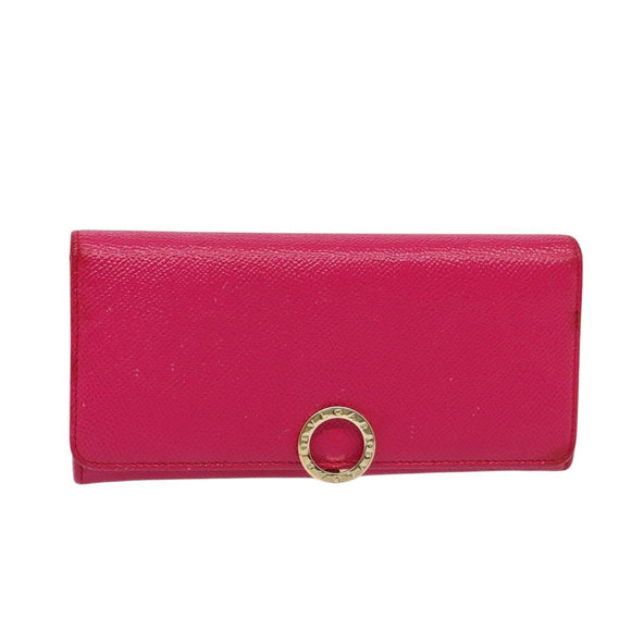 BVLGARI Long Wallet Leather Pink Gold Auth bs26284