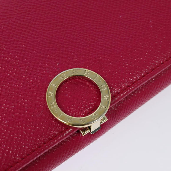 BVLGARI Long Wallet Leather Pink Gold Auth bs26284