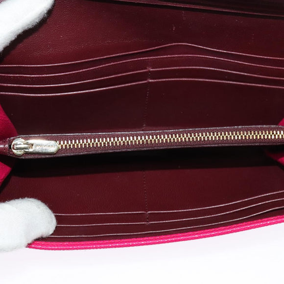 BVLGARI Long Wallet Leather Pink Gold Auth bs26284