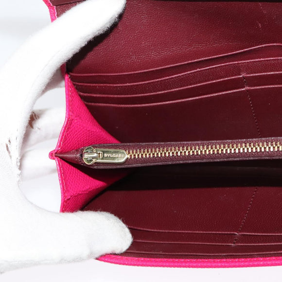 BVLGARI Long Wallet Leather Pink Gold Auth bs26284