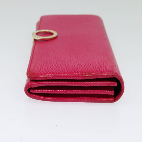 BVLGARI Long Wallet Leather Pink Gold Auth bs26284