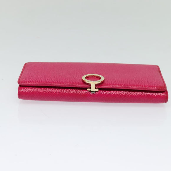 BVLGARI Long Wallet Leather Pink Gold Auth bs26284