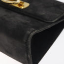 Salvatore Ferragamo Gancini Shoulder Bag Suede Black Gold Auth bs26286-9
