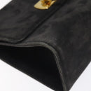Salvatore Ferragamo Gancini Shoulder Bag Suede Black Gold Auth bs26286-11
