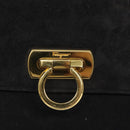 Salvatore Ferragamo Gancini Shoulder Bag Suede Black Gold Auth bs26286-14