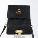 Salvatore Ferragamo Gancini Shoulder Bag Suede Black Gold Auth bs26286-15