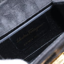Salvatore Ferragamo Gancini Shoulder Bag Suede Black Gold Auth bs26286-16