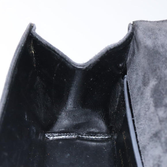 Salvatore Ferragamo Gancini Shoulder Bag Suede Black Gold Auth bs26286