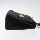 Salvatore Ferragamo Gancini Shoulder Bag Suede Black Gold Auth bs26286-3