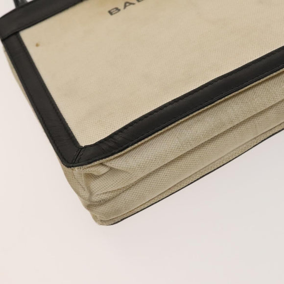 BALENCIAGA Shoulder Bag Canvas Beige Black Silver Auth bs26288