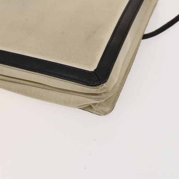 BALENCIAGA Shoulder Bag Canvas Beige Black Silver Auth bs26288