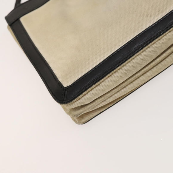 BALENCIAGA Shoulder Bag Canvas Beige Black Silver Auth bs26288