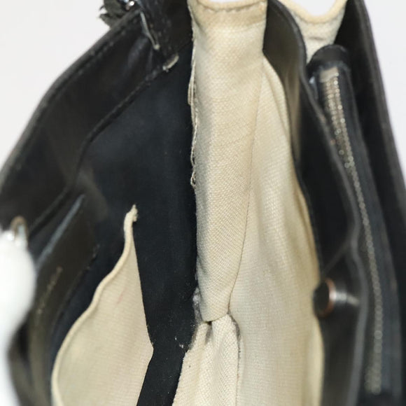 BALENCIAGA Shoulder Bag Canvas Beige Black Silver Auth bs26288