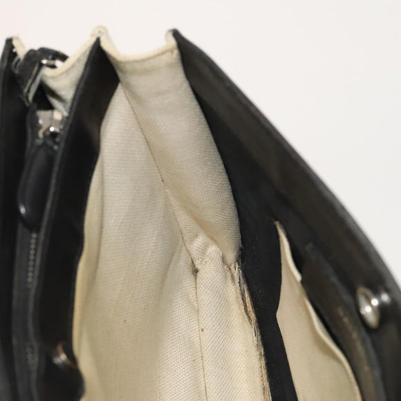 BALENCIAGA Shoulder Bag Canvas Beige Black Silver Auth bs26288