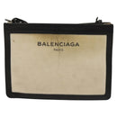 BALENCIAGA Shoulder Bag Canvas Beige Black Silver Auth bs26288-13