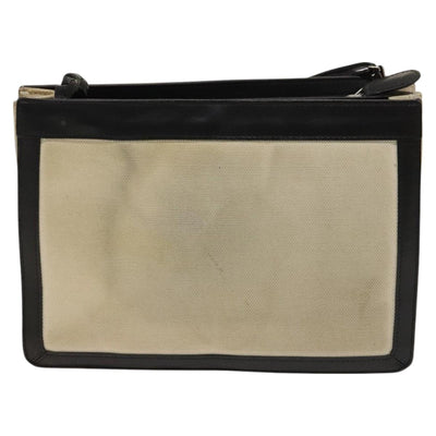 BALENCIAGA Shoulder Bag Canvas Beige Black Silver Auth bs26288 - 0