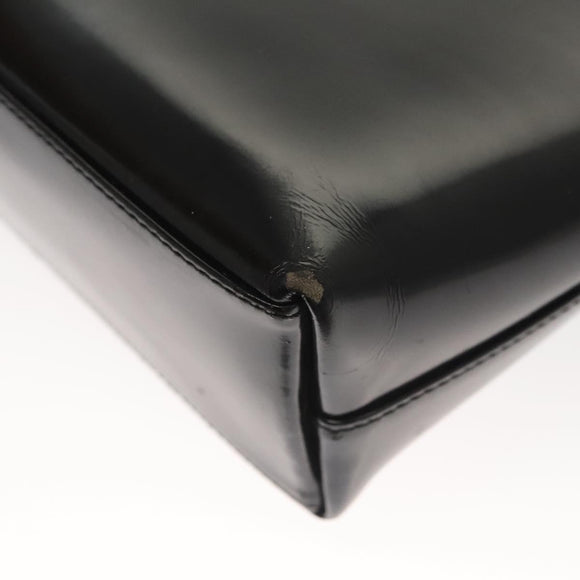 GUCCI Shoulder Bag Enamel Black Gold 002 2113 0483 Auth bs26329