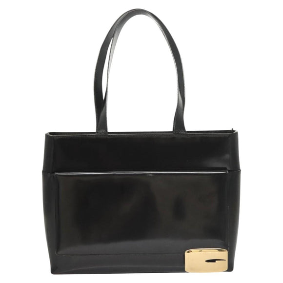 GUCCI Shoulder Bag Enamel Black Gold 002 2113 0483 Auth bs26329