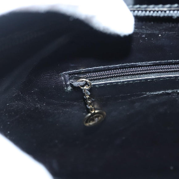 GUCCI Shoulder Bag Enamel Black Gold 002 2113 0483 Auth bs26329