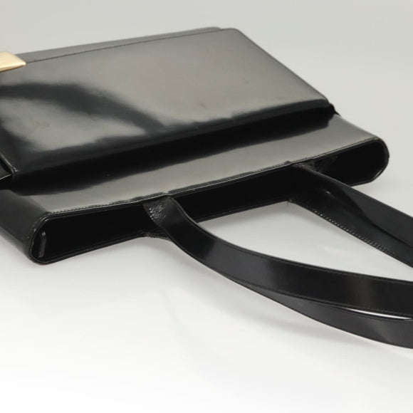 GUCCI Shoulder Bag Enamel Black Gold 002 2113 0483 Auth bs26329