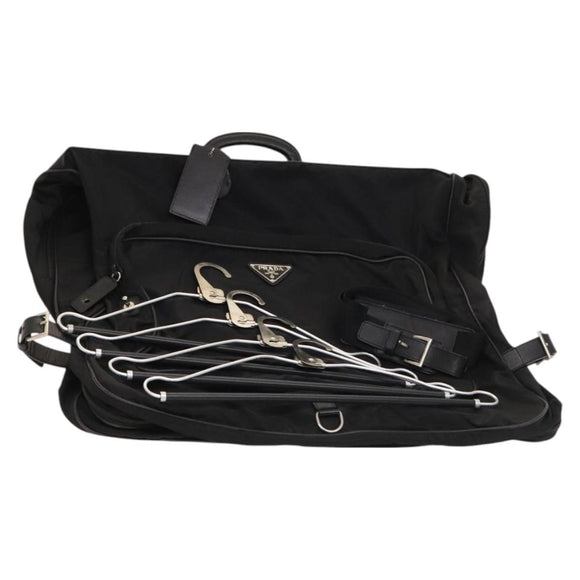 PRADA Garment Cover Nylon Black Silver Auth bs26340