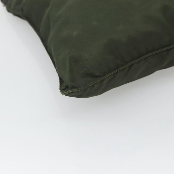 PRADA Shoulder Bag Nylon Khaki Silver Auth bs26349