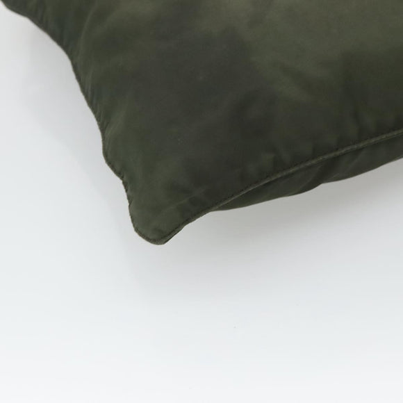 PRADA Shoulder Bag Nylon Khaki Silver Auth bs26349