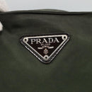 PRADA Shoulder Bag Nylon Khaki Silver Auth bs26349-17