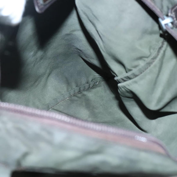 PRADA Shoulder Bag Nylon Khaki Silver Auth bs26349