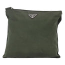 PRADA Shoulder Bag Nylon Khaki Silver Auth bs26349-13