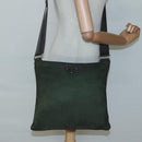 PRADA Shoulder Bag Nylon Khaki Silver Auth bs26349-21