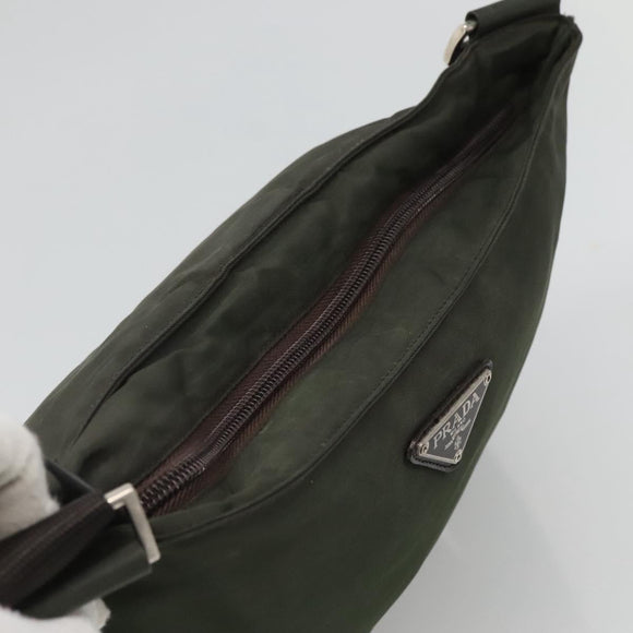 PRADA Umhängetasche Nylon Khaki Silber Auth bs26349