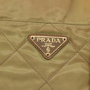 PRADA Chain Shoulder Bag Nylon Beige Gold Auth bs26352-17