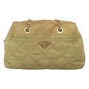 PRADA Chain Shoulder Bag Nylon Beige Gold Auth bs26352-13
